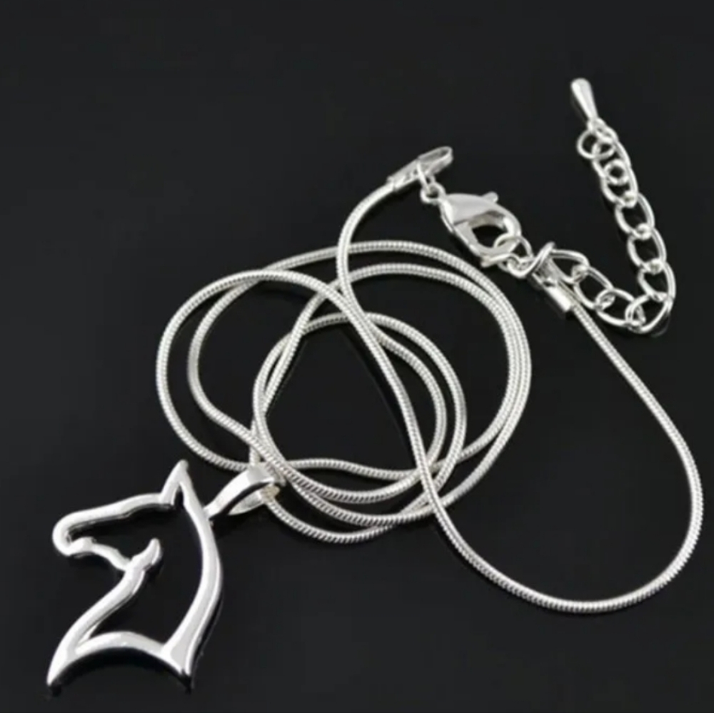 Silver Plated Charm Silver Horse Pendant Necklace - Picture 3 of 6